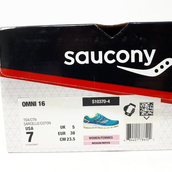 NEW Saucony Omni 16 Teal Citron Stability Running Shoe Sneaker Women's Size 7 US - Picture 10 of 12